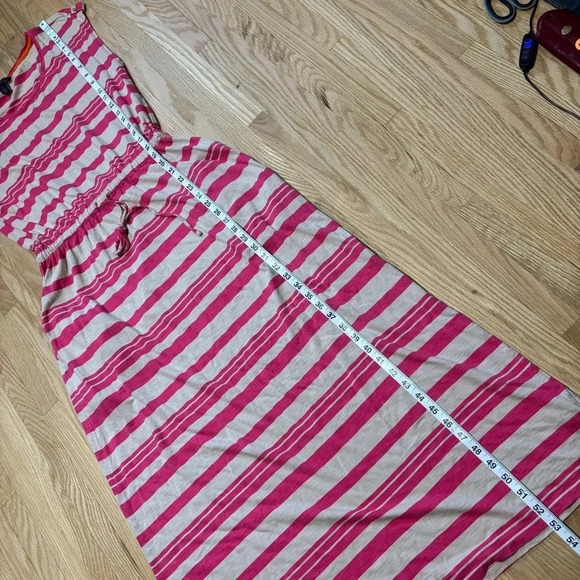 Tommy Hilfiger | Striped Maxi Dress Cinch Waist, Pockets & Gold Button Detail - Picture 7 of 12